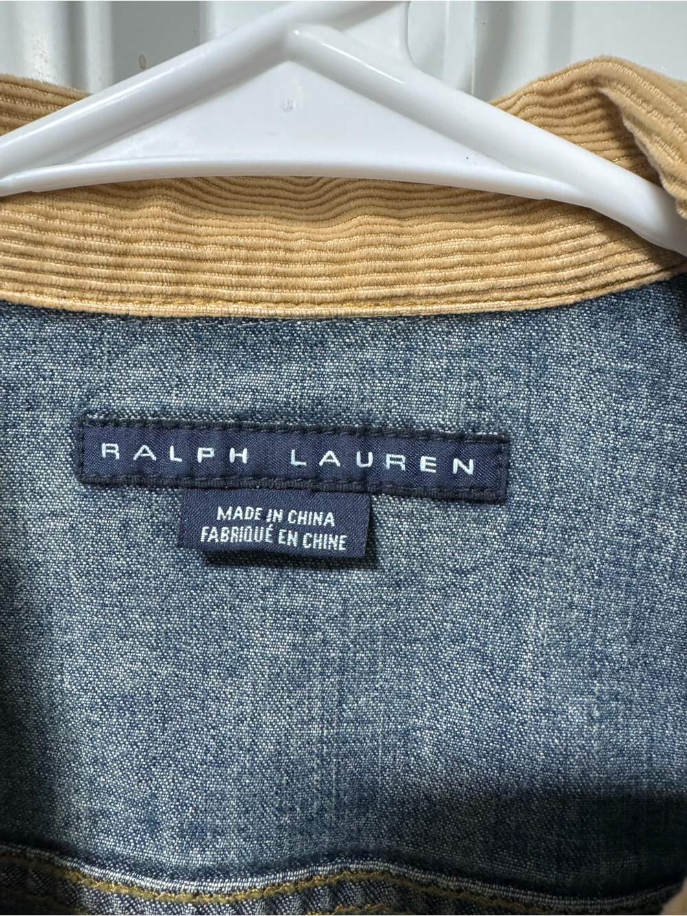 Vintage Ralph Lauren American Flag Denim Trucker Jacket with Corduroy Collar M - Picture 3 of 10